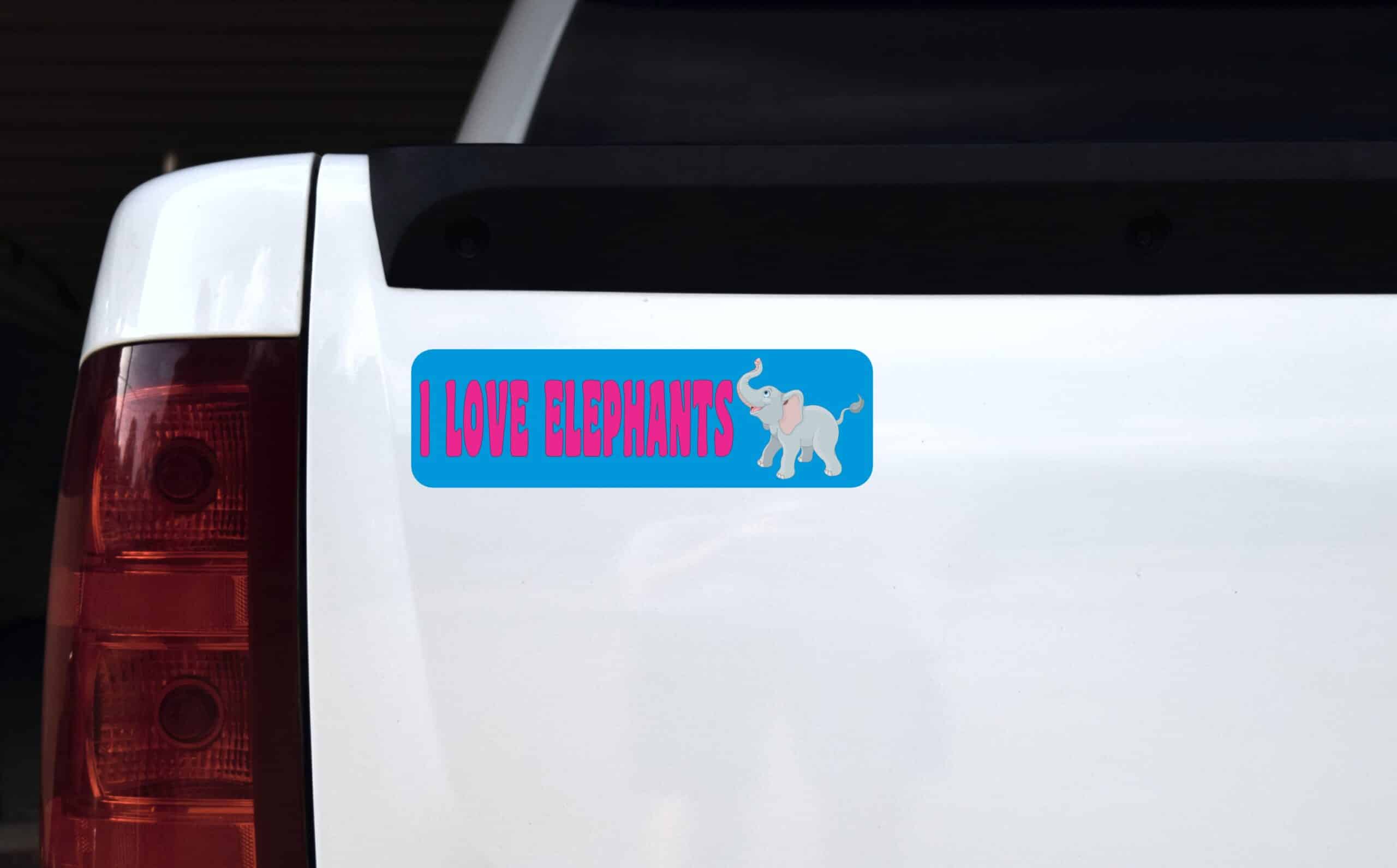 10in x 3in I Love Elephants magnet bumper Car Vinyl magnetic magnets