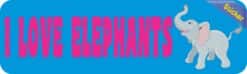 10in x 3in I Love Elephants Bumper Sticker Decals Car Vinyl Window Stickers Decal