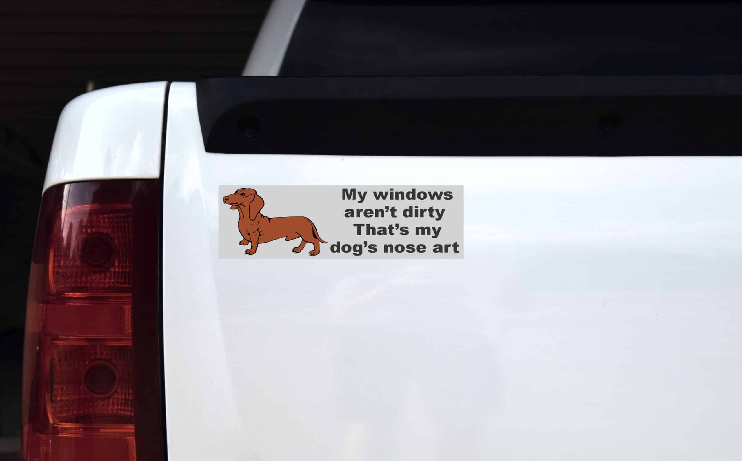10in x 3in Windows arent dirty dog nose art Bumper Sticker Decal Stickers Decals