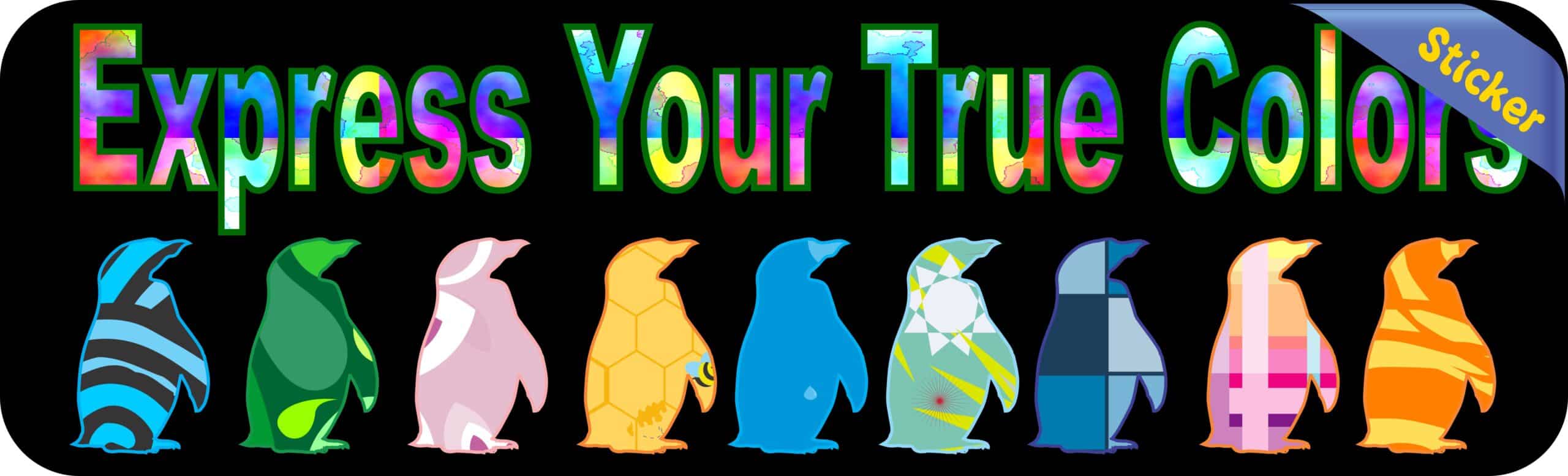 10in x 3in Express True Colors Bumper Sticker Penguin Decal Wind