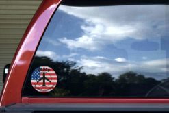 Alternative view of 4.5in x 4.5in Peace BomBer US flag Bumper Sticker Decal Car Window Stickers Decals