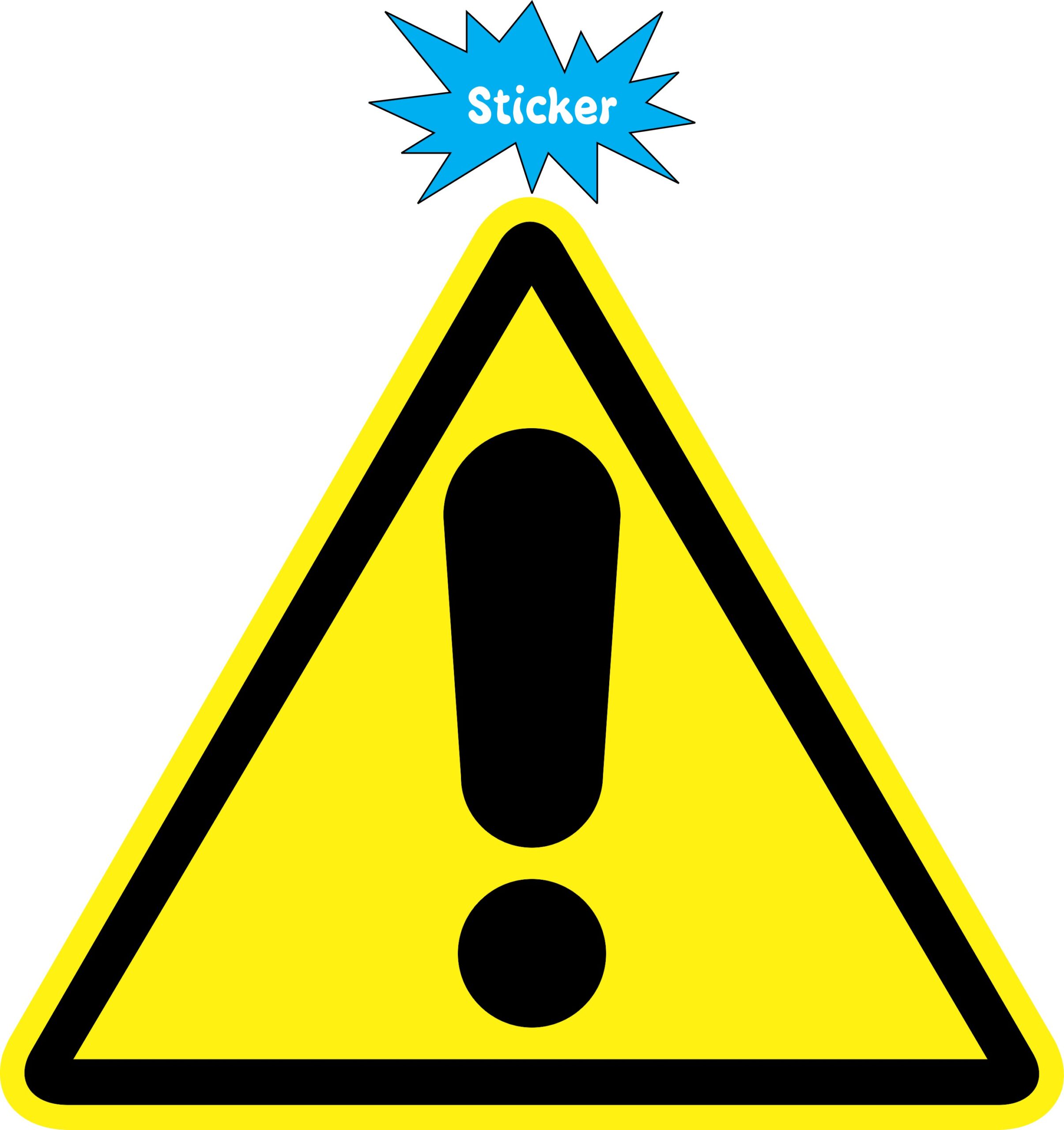 4.5in x 4in Warning Exclamation Sign Decal Sticker Business Signs Decals Stickers