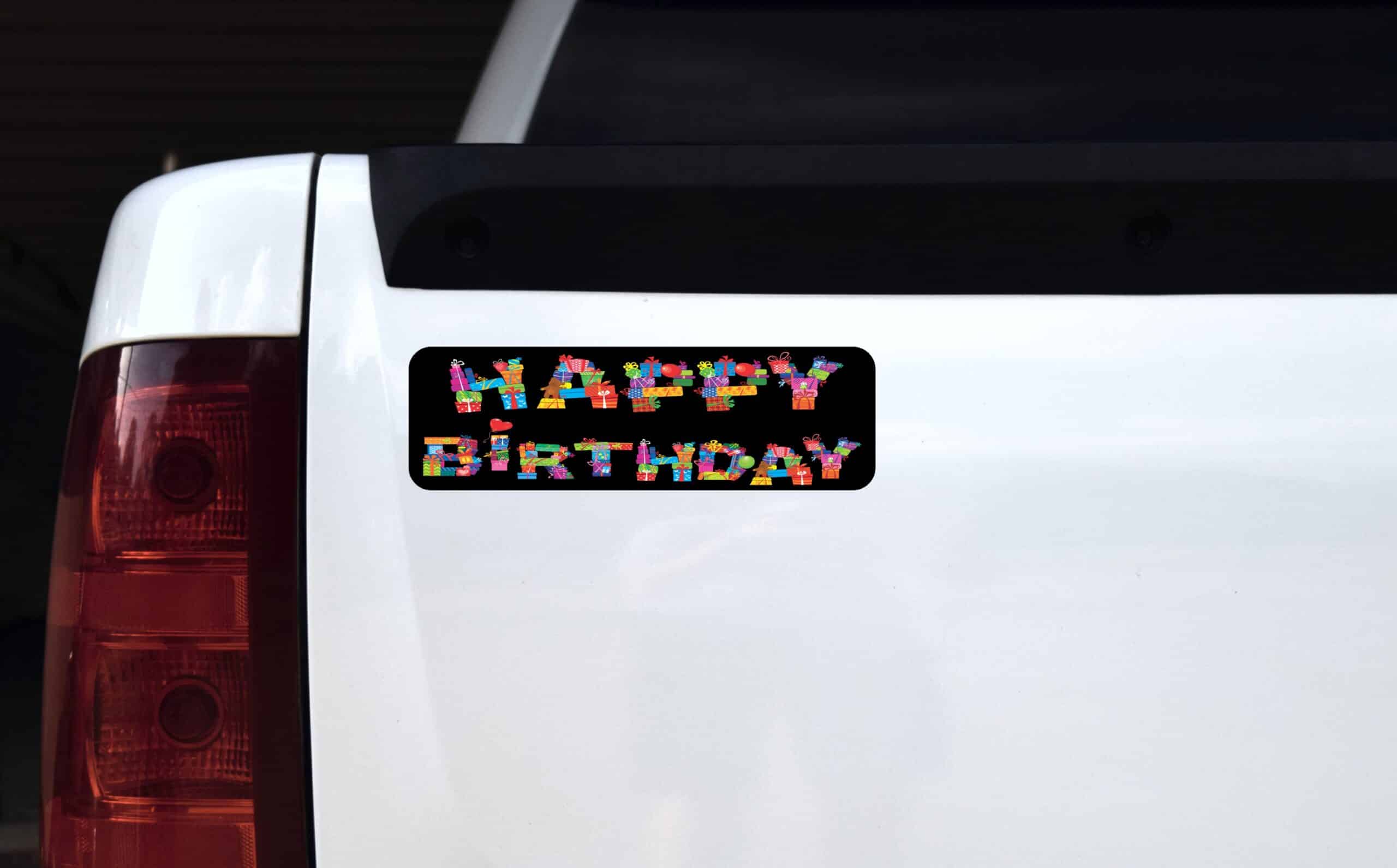 10in x 3in Happy Birthday Vinyl Bumper Sticker Decal Car Vehicle Decals