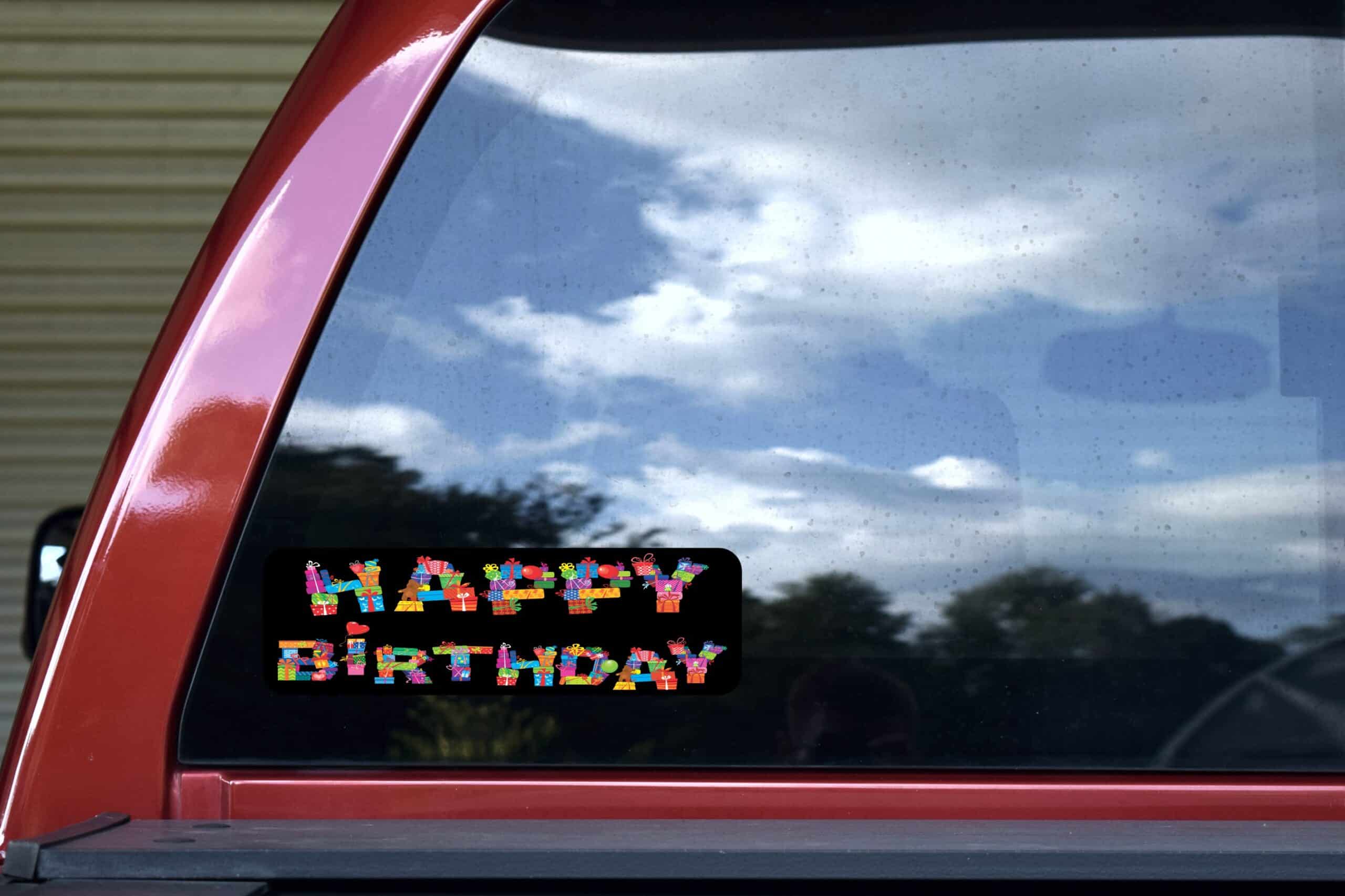 10in x 3in Happy Birthday Vinyl Bumper Sticker Decal Car Vehicle Decals