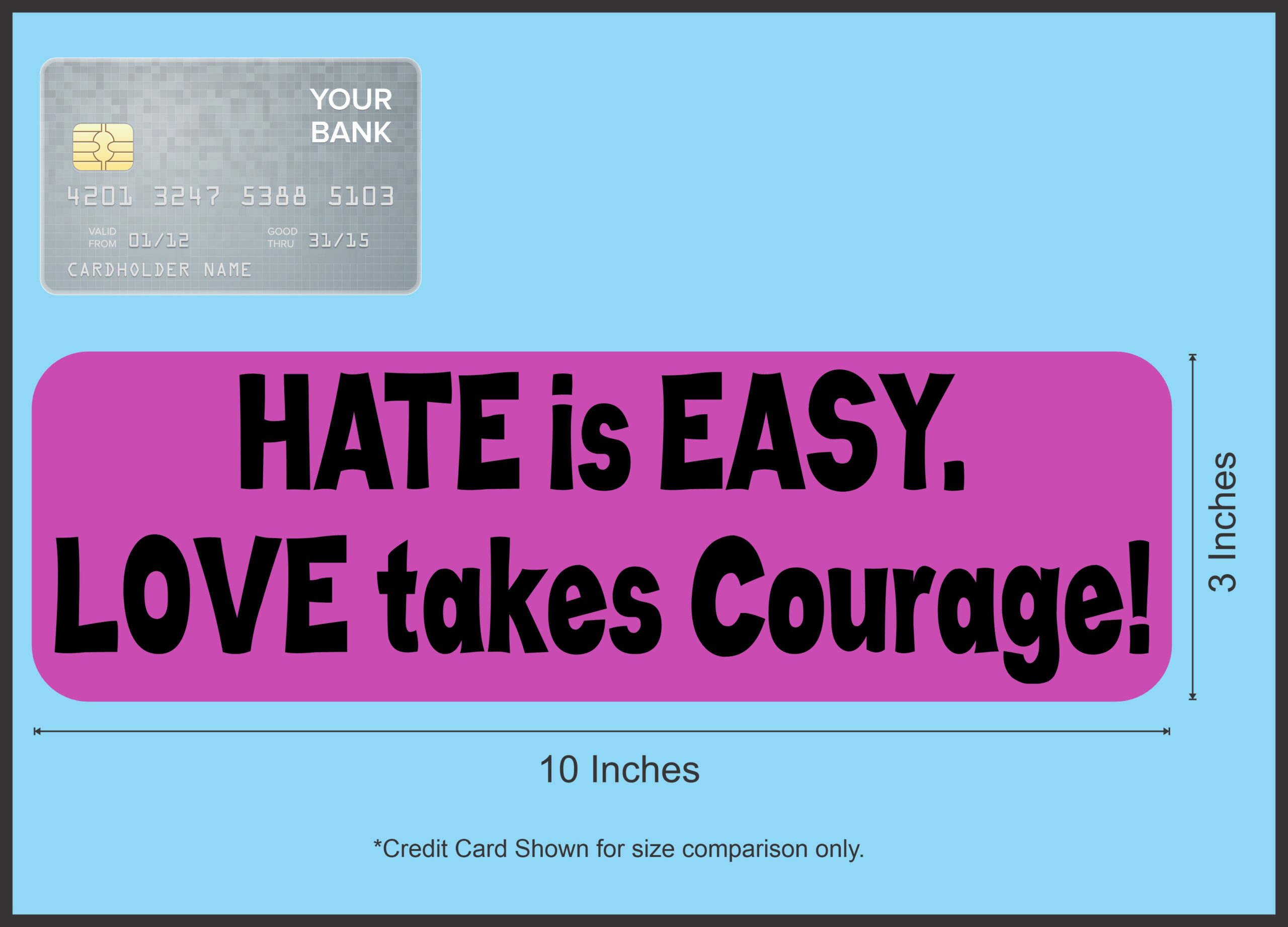 10in x 3in Love Takes Courage Bumper Sticker Window Stickers Vin