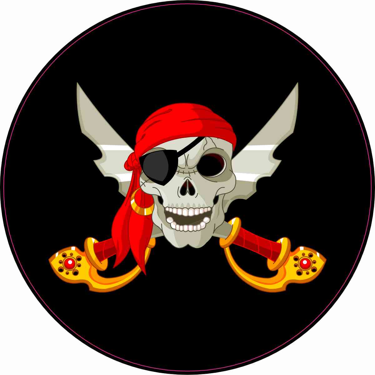 StickerTalk Colorful Jolly Roger Flag Circle Vinyl Sticker, 4 inches by 4 inches