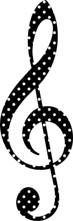 2in x 6in Polka Dot Treble Clef Sticker