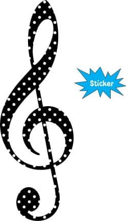 Alternative view of 2in x 6in Polka Dot Treble Clef Sticker