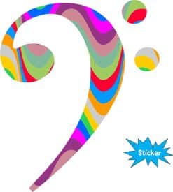 Alternative view of 4.5in x 5in Groovy Swirl Bass Clef Sticker