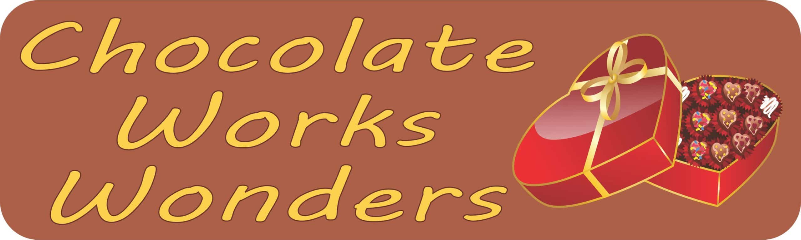 10in x 3in Chocolate Works Wonders Valentines Magnet Valentine Magnets