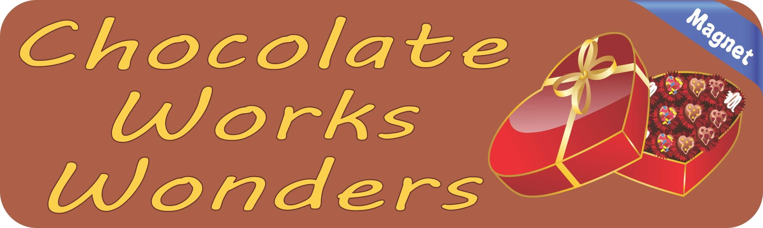 10in x 3in Chocolate Works Wonders Valentines Magnet Valentine Magnets - Image 2