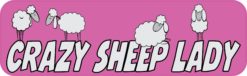 10in x 3in Crazy Sheep Lady Vinyl Bumper Sticker Ewe Decal Window Lamb stickers Decals