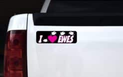 10in x 3in I Love Ewes Vinyl Bumper Sticker Sheep Decal Window Lamb stickers Decals