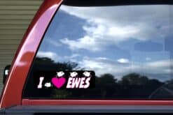 10in x 3in I Love Ewes Vinyl Bumper Sticker Sheep Decal Window Lamb stickers Decals