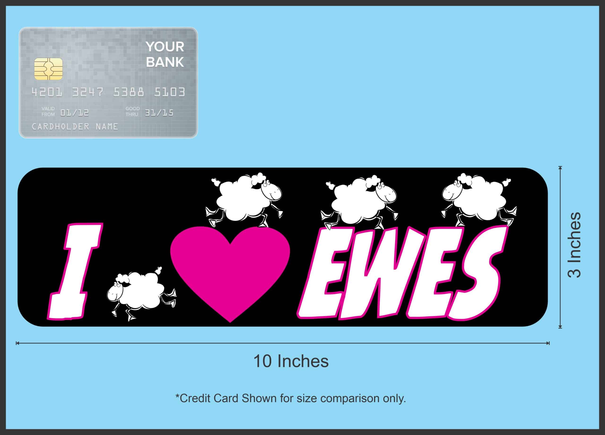 10in x 3in I Love Ewes Vinyl Bumper Magnet Sheep Window Lamb Magnets