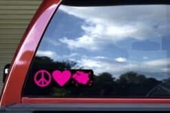 10in x 3in Peace Love Sheep Heart Dark Purple Vinyl Bumper Sticker Lamb Decal Window Ewe stickers Decals