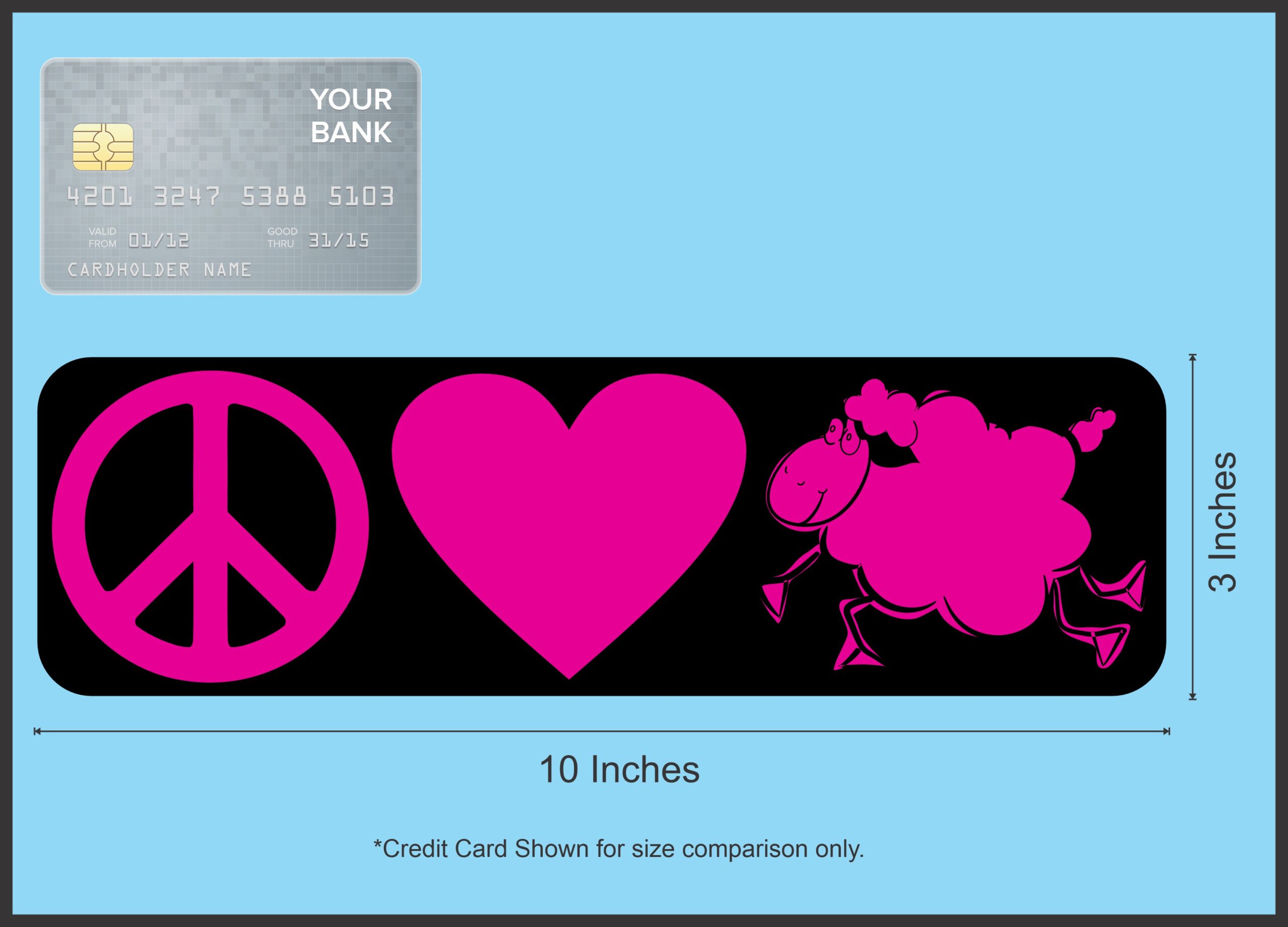 10in x 3in Peace Love Sheep Heart Dark Purple Vinyl Bumper Sticker Lamb Decal Window Ewe stickers Decals