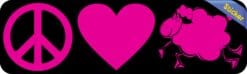 10in x 3in Peace Love Sheep Heart Dark Purple Vinyl Bumper Sticker Lamb Decal Window Ewe stickers Decals