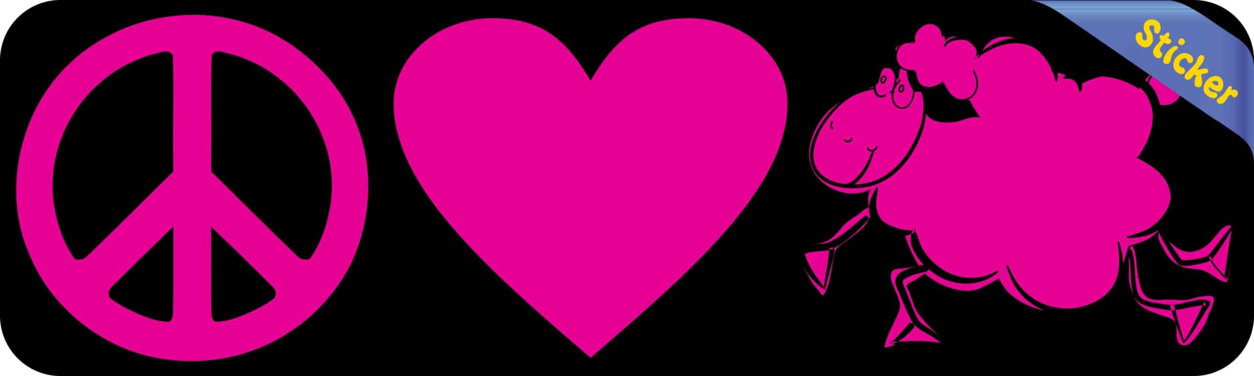 10in x 3in Peace Love Sheep Heart Dark Purple Vinyl Bumper Sticker Lamb Decal Window Ewe stickers Decals
