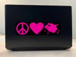 10in x 3in Peace Love Sheep Heart Dark Purple Vinyl Bumper Sticker Lamb Decal Window Ewe stickers Decals
