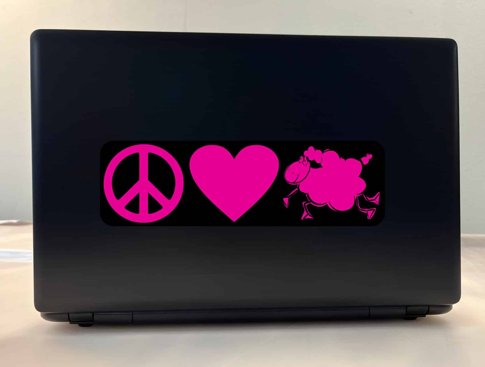 10in x 3in Peace Love Sheep Heart Dark Purple Vinyl Bumper Sticker Lamb Decal Window Ewe stickers Decals