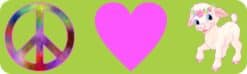 10in x 3in Peace Love Lamb Bumper Sticker