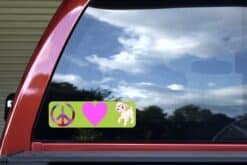 10in x 3in Peace Love Lamb Bumper Sticker