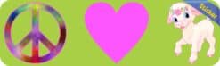 10in x 3in Peace Love Lamb Bumper Sticker