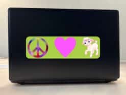 10in x 3in Peace Love Lamb Bumper Sticker