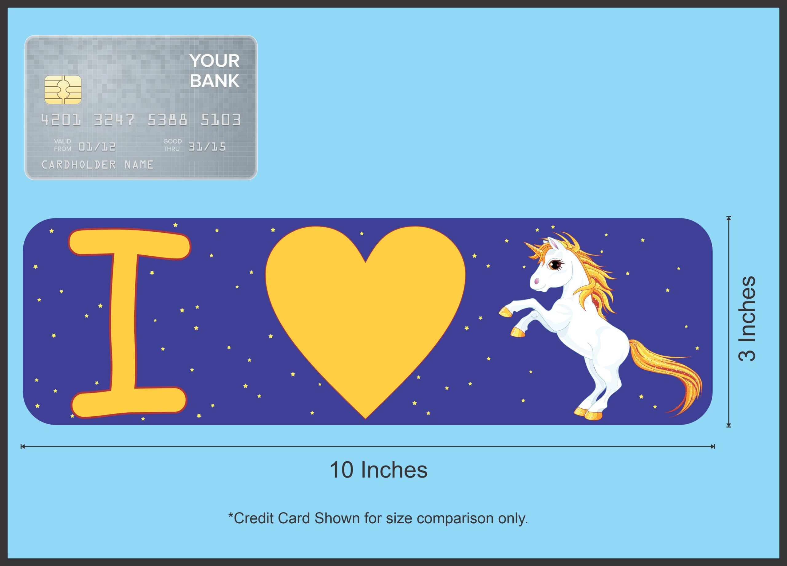 10in x 3in I Love Unicorns Heart Stickers Vinyl Bumper Sticker Decal