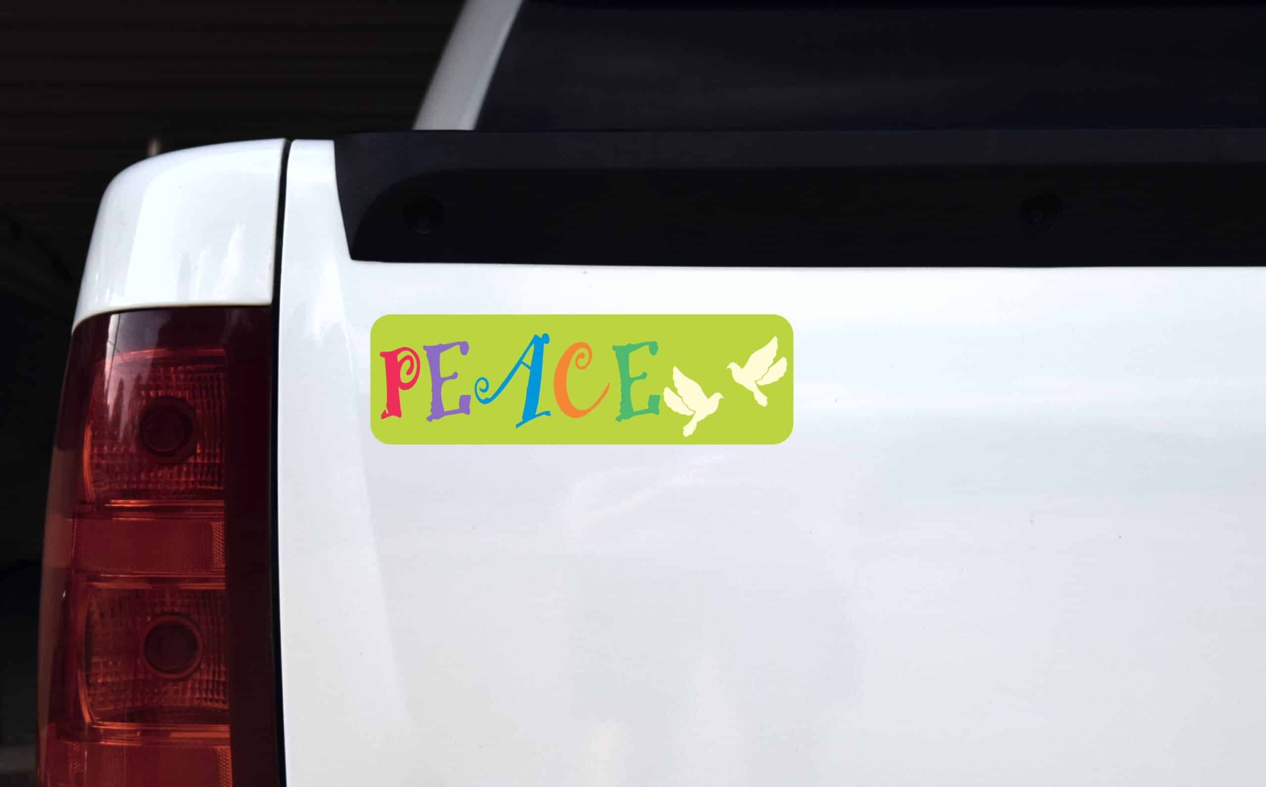 10in x 3in Doves Peace Bumper Sticker