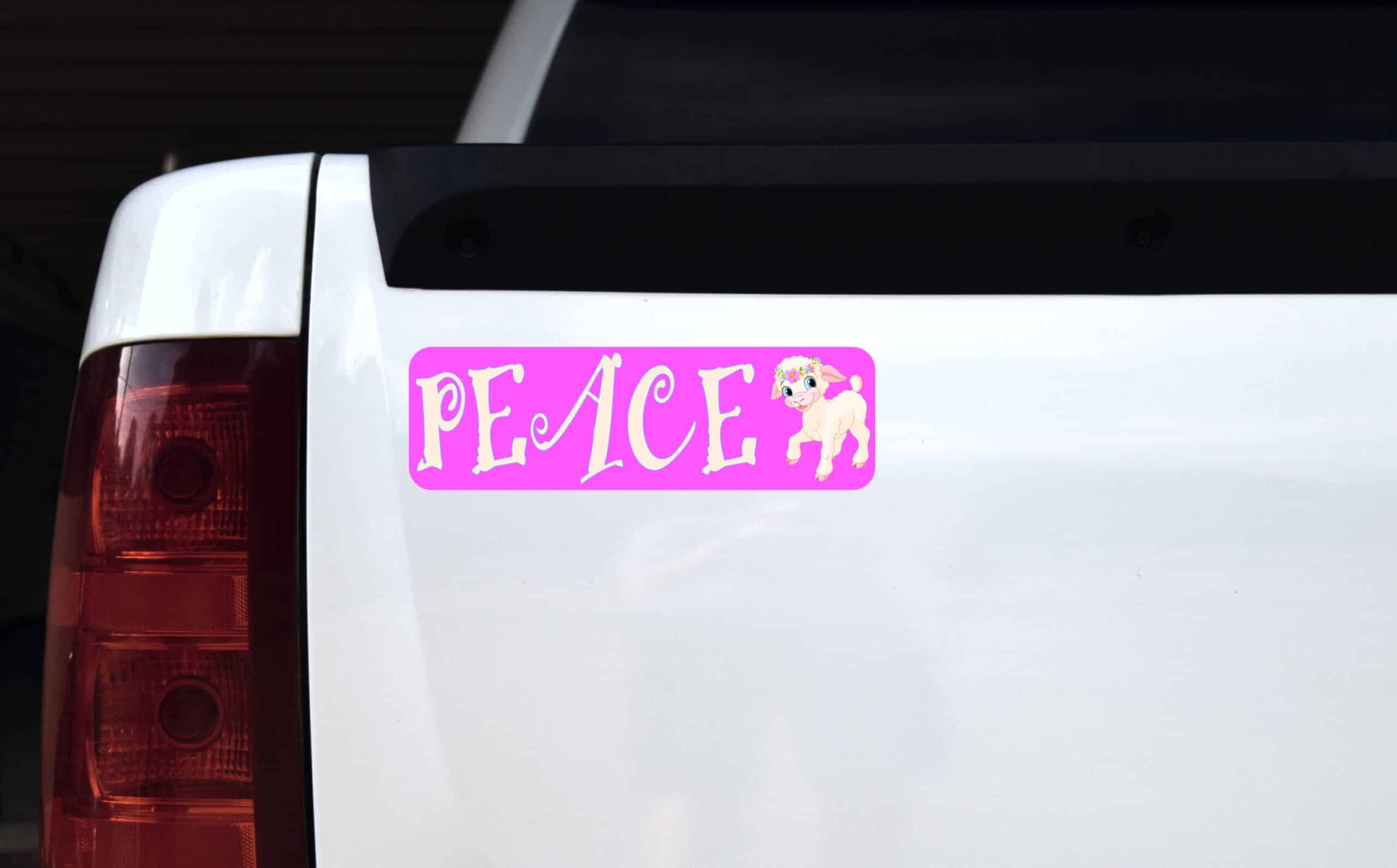 10in x 3in Peace Lamb Sheep Vinyl Vehicle Bumper Magnet Car Window Magnets