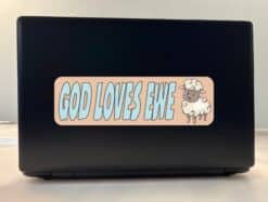 10in x 3in God Loves Ewe Bumper Sticker