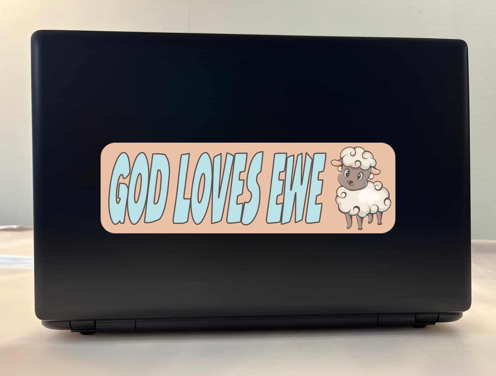 10in x 3in God Loves Ewe Bumper Sticker