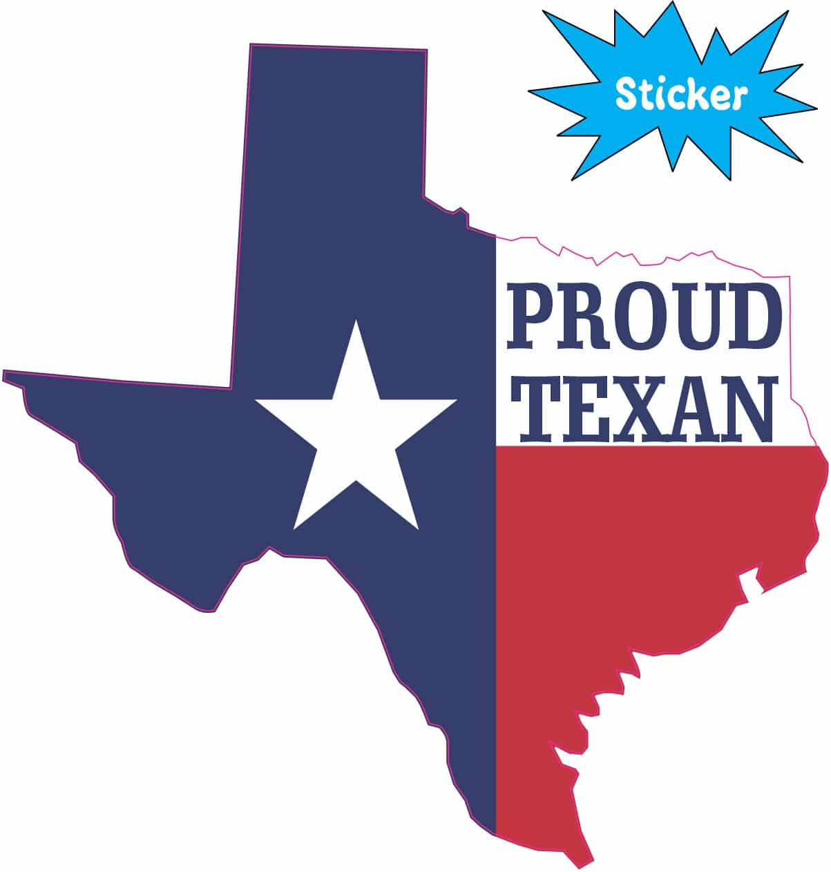 4in x 4in Die Cut Texas Stickers State Flag Proud Texan Bumper Sticker - Image 2