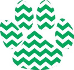 5in x 4.5in Green White Chevron Paw Print Sticker