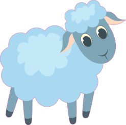 5in x 5in Right Facing Blue Die Cut Sheep Bumper Lamb Sticker Stickers Vinyl Ewe Window Decal Decals