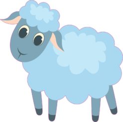 5in x 5in Left Facing Blue Die Cut Sheep Bumper Lamb Sticker Stickers Vinyl Ewe Window Decal Decals