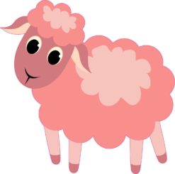 5in x 5in Left Facing Pink Die Cut Sheep Sticker