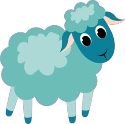 5in x 5in Die Cut Right Facing Turquoise Sheep Sticker