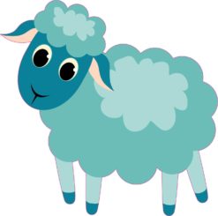 5in x 5in Die Cut Left Facing Turquoise Sheep Sticker