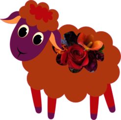 5in x 5in Left Facing Red Floral Sheep Bumper Lamb Sticker Stickers Vinyl Ewe Window Decal Decals