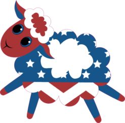 5in x 5in Left Facing Patriotic Sheep Sticker