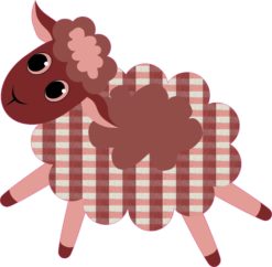 5in x 5in Left Facing Red Plaid Pattern Sheep Bumper Lamb Sticker Stickers Vinyl Ewe Window Decal Decals