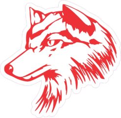 5in x 4.75in Red Wolf Outline Artistic Sketch Bumper Sticker Stickers Vinyl Window Decal Decals