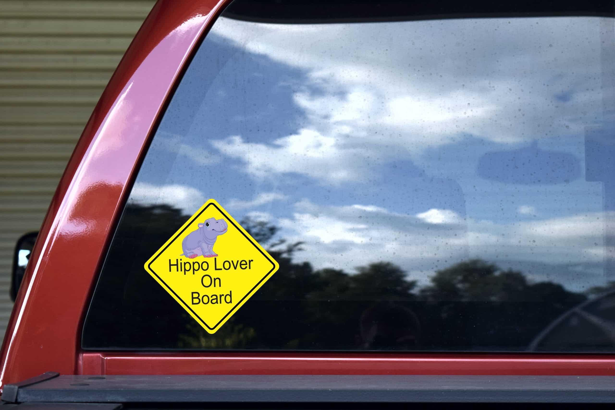 6in x 6in Hippo Lover On Board Sticker - Image 5