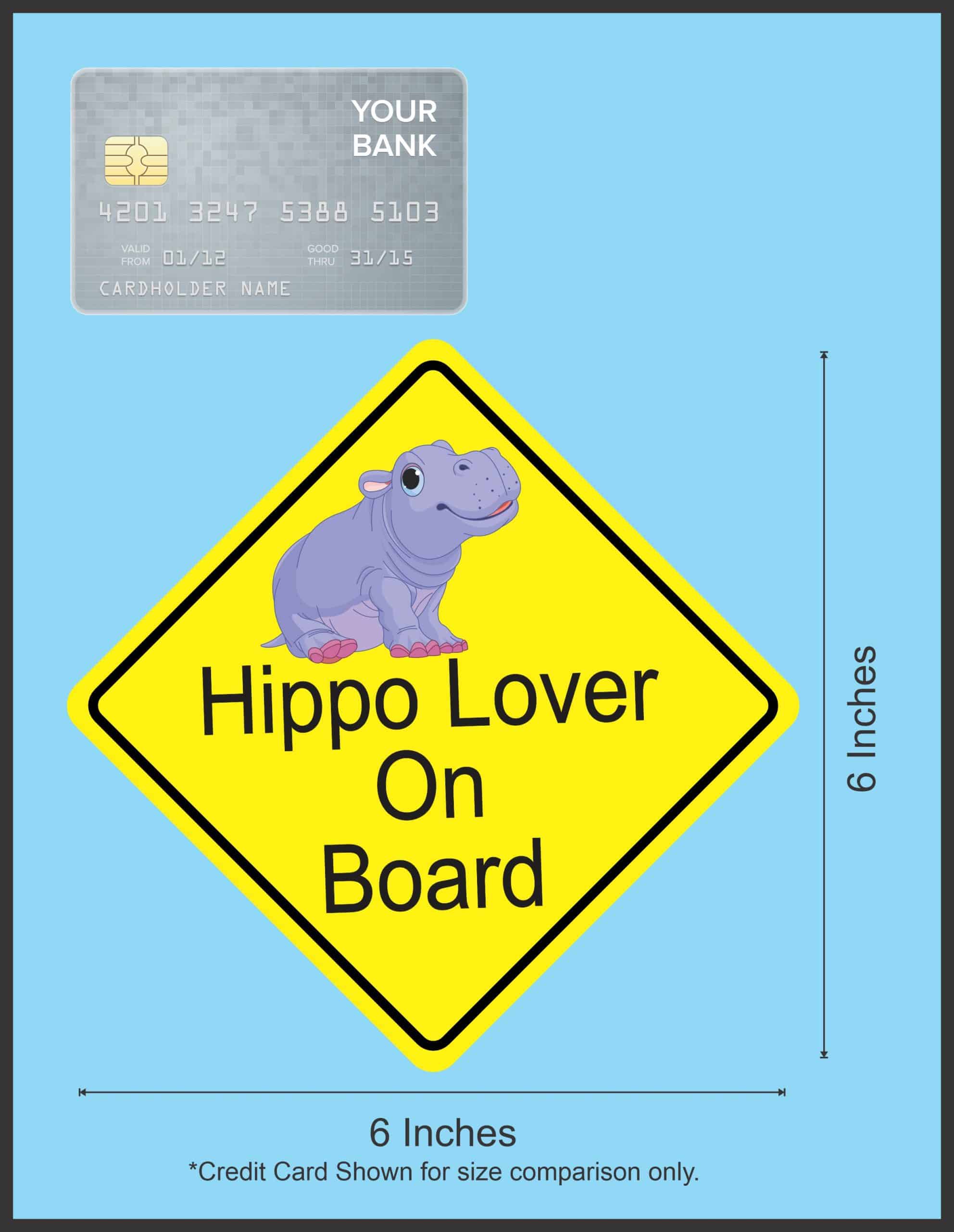 6in x 6in Hippo Lover On Board Magnet - Image 4