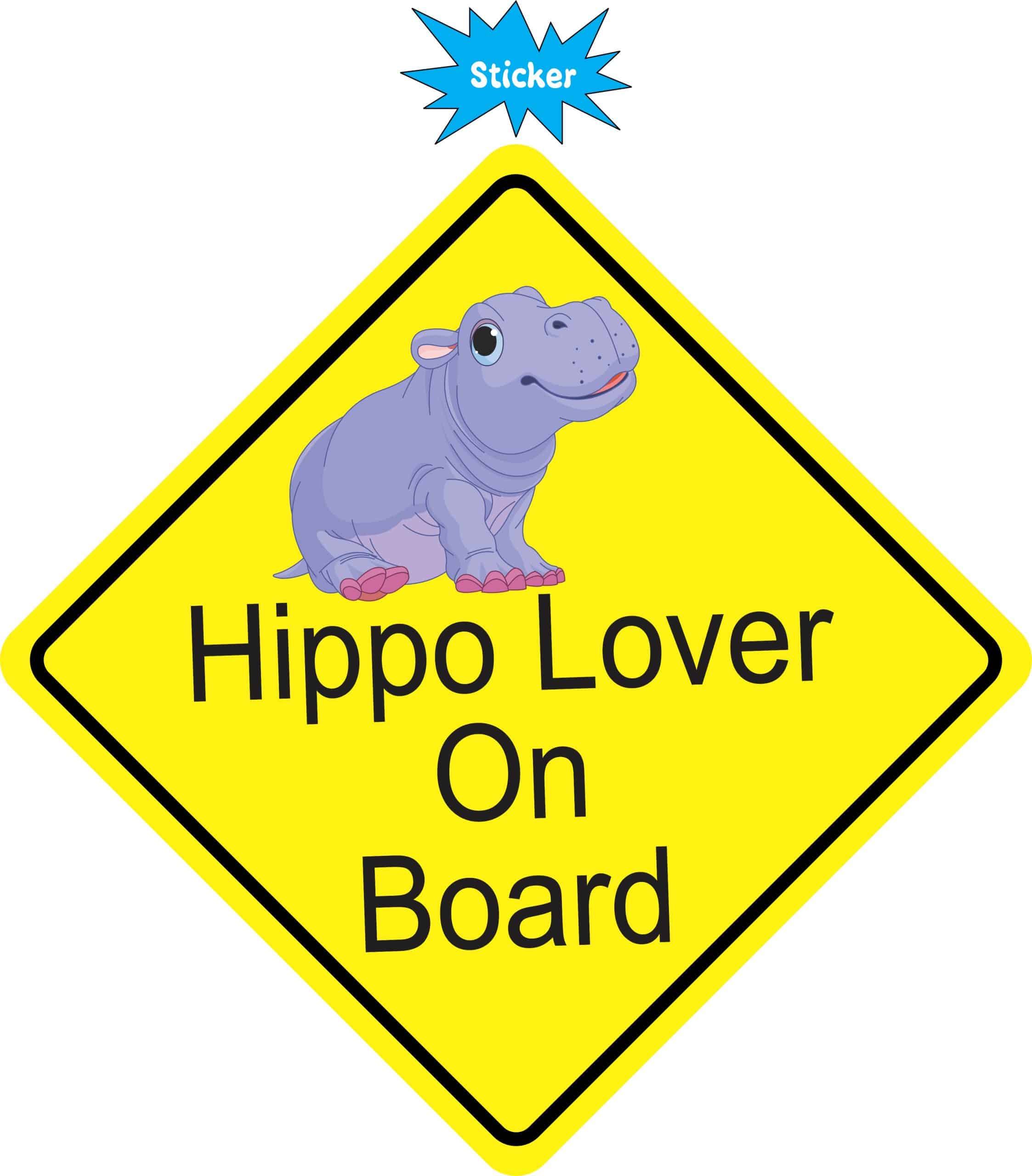 6in x 6in Hippo Lover On Board Sticker - Image 3