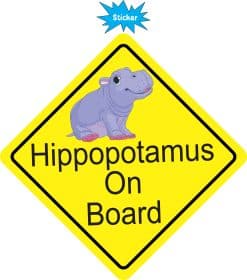 Hippopotamus On Board Sticker