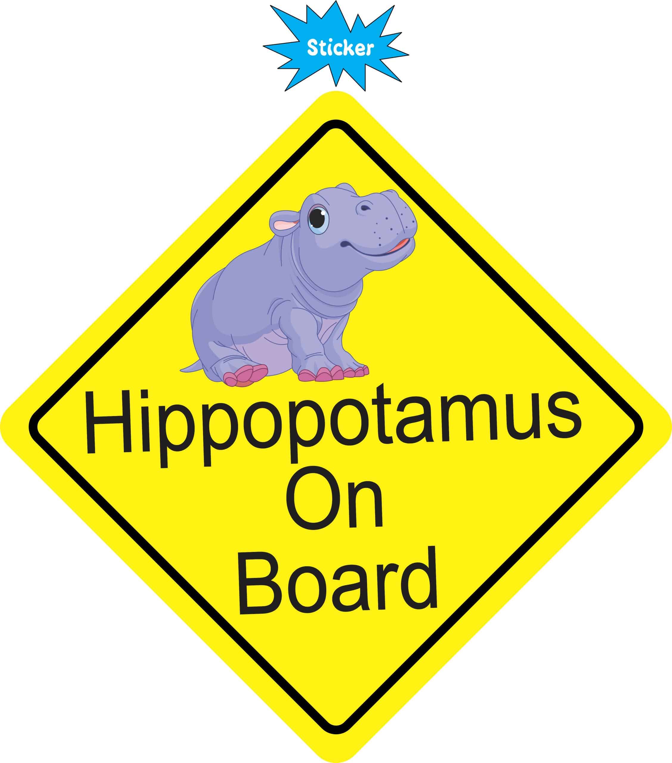 Hippopotamus On Board Sticker